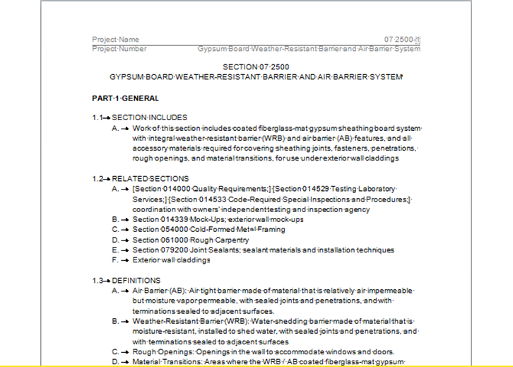 CSI 3-Part Specification