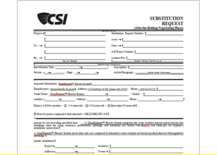 Product Substitution Request Form